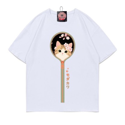 キティさくら ジッパープリント100%綿ModakawaTシャツ - White - 5XL - image 3