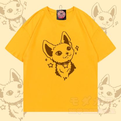 Fox Graphic Modakawa綿100% Tシャツ - 薄黄色 - 5XL - image 3