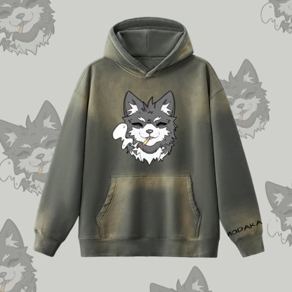 MODAKAWA スモーキングパピー グラフィック ヴィンテージウォッシュドフリース裏毛パーカー - Grey - 2XL - image 3