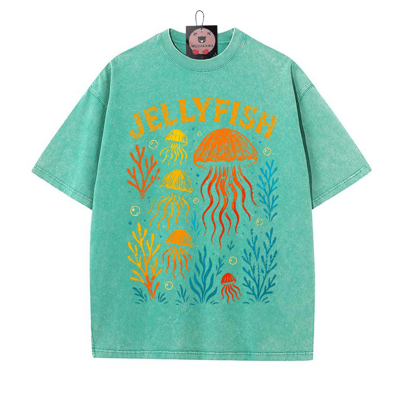JELLYFISH ヴィンテージウォッシュTシャツ - 緑 - 5XL - image 4