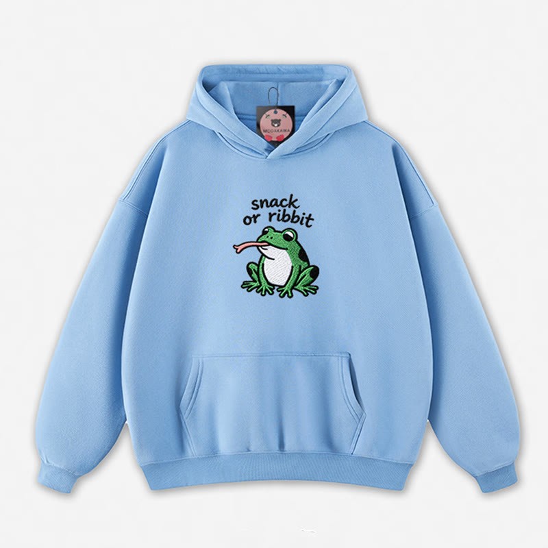 SNACK OR RIBBIT カエルグラフィック ルーズパーカー - Blue - 5XL - image 4