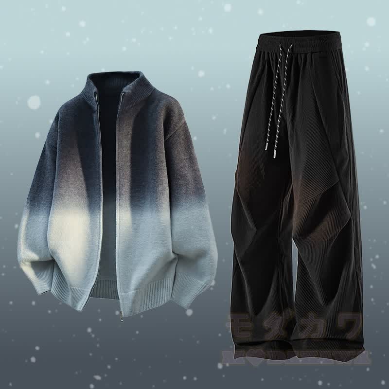 グラデーションジップアップジャケット コーデュロイパンツ ツーピース - セットH - 3XL - image 8