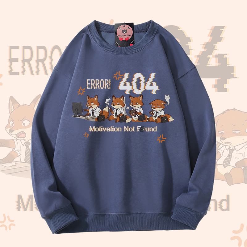ERROR 404 MOTIVATION NOT FOUNDFox Graphic Modakawaスウェットシャツ - Dusty Blue - 5XL - image 4