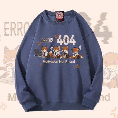 ERROR 404 MOTIVATION NOT FOUNDFox Graphic Modakawaスウェットシャツ - Dusty Blue - 5XL - image 4