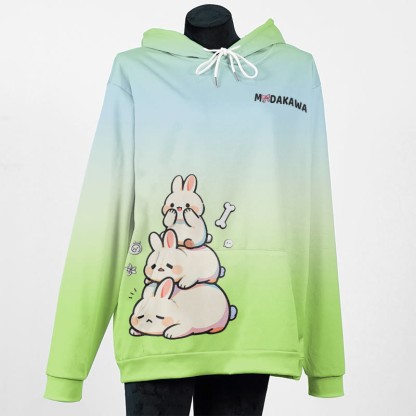 MODAKAWA グラデーション プレイフル バニー グラフィック プルオーバー パーカー - Green - 5XL - image 4