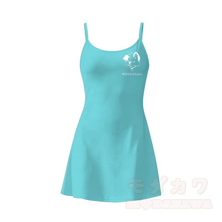 MODAKAWA × popipeko 舌出し子犬グラフィック ノースリーブ ワークアウト テニスドレス 隠しポケット付き ショートパンツ - 青 - 2XL - image 5