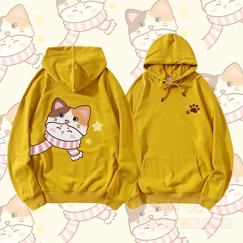 MODAKAWA スカーフ キティ グラフィック カップル マッチング パーカー - 黄色 - 5XL - image 6