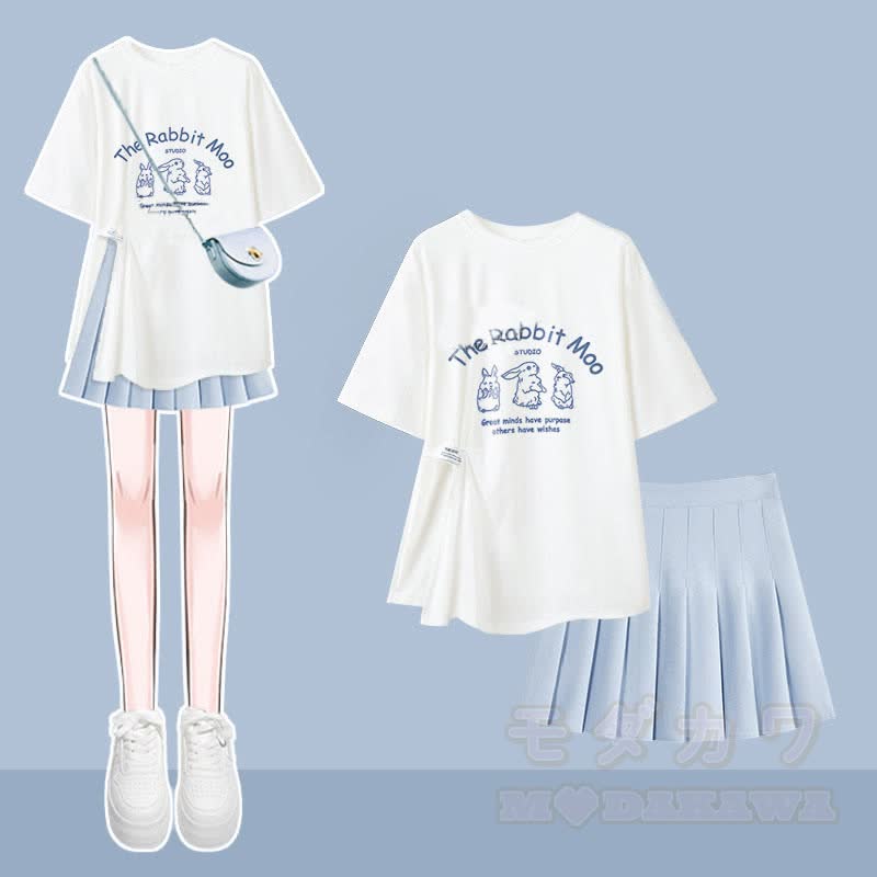 イレギュラーTシャツスリップドレスマッチングアウトフィット - 2ピースセットB - XL - image 2