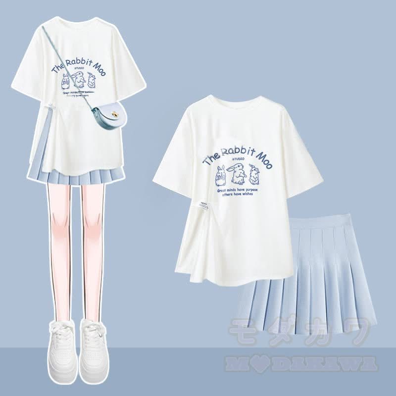 イレギュラーTシャツスリップドレスマッチングアウトフィット - 2ピースセットB - XL - image 2