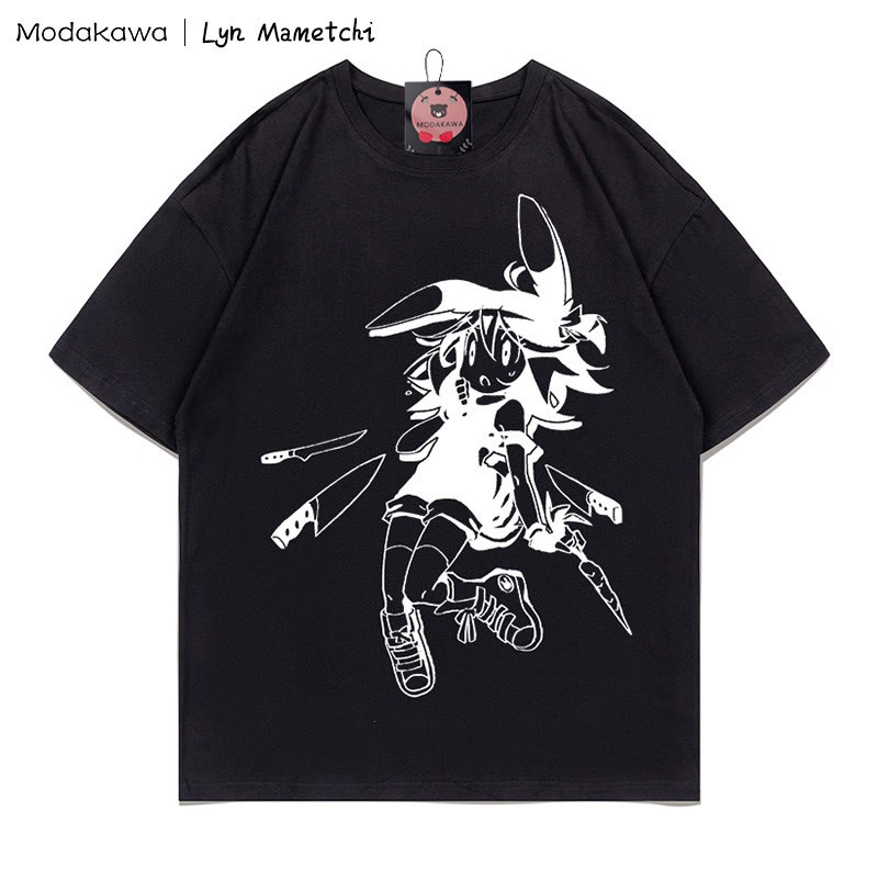 MODAKAWA × Lyn Mametchiナイフフライトゥワードガール プリントTシャツ - 黒 - 5XL - image 3