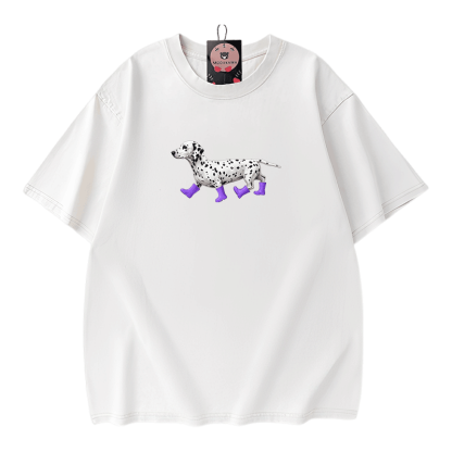 ダルメシアン柄Modakawaユニセックス ヴィンテージウォッシュドTシャツ - White - 5XL - image 5