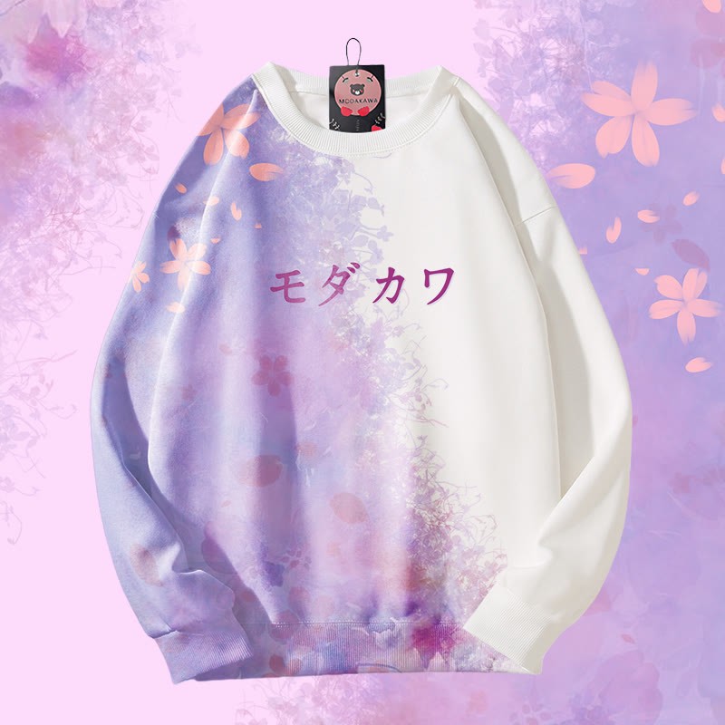 MODAKAWA 桜グラデーション 総柄 ユニセックス スウェットシャツ - White - 4XL - image 6