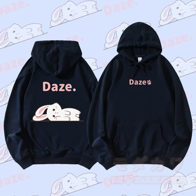 MODAKAWA バニー ライイング フラット グラフィック ストリートウェア プルオーバー パーカー - 紫がかった青 - 5XL - image 5