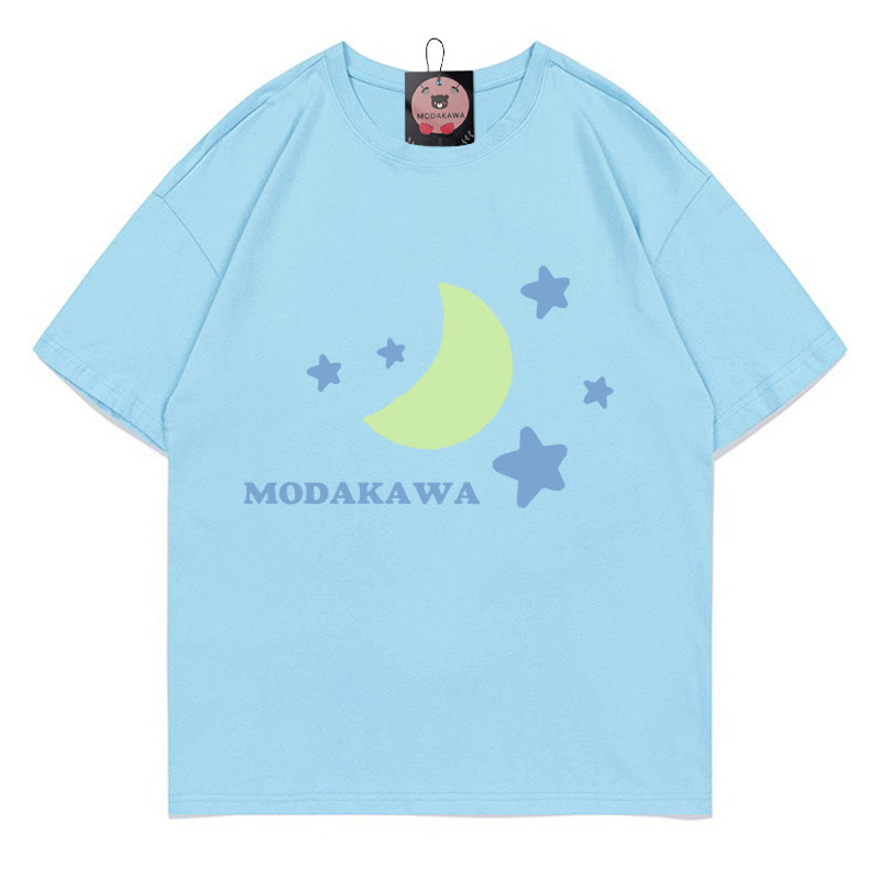月星文字プリントModakawaTシャツ - Blue - 5XL - image 5