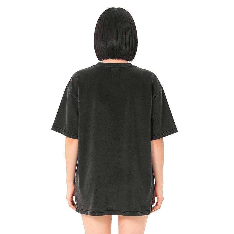 ストリートスモーキングキャットグラフィックModakawaユニセックス ヴィンテージウォッシュドTシャツ - image 4