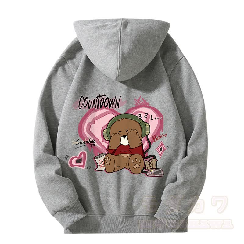 MODAKAWA COUNTDOWN カバーアイズベアグラフィック 裏起毛 ジップアップ パーカー スウェットシャツ - グレー - 5XL - image 4