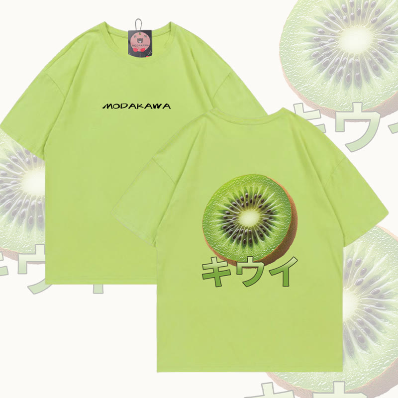 Kiwi Graphic Modakawa Cotton T-shirt - Green - 5XL - image 3