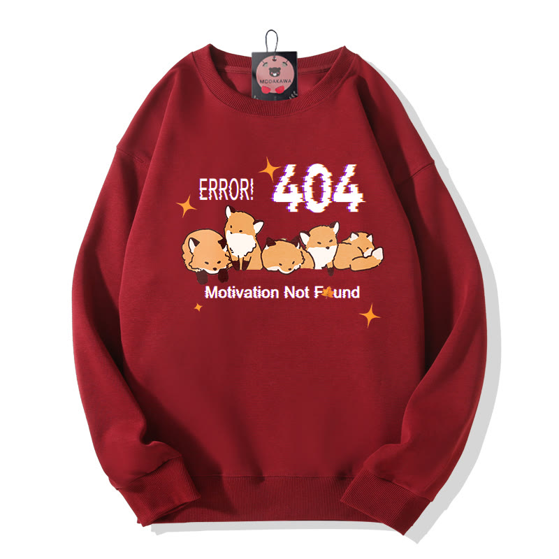 ERROR 404 MOTIVATION NOT FOUNDん フォックスプリント ラウンドカラー スウェットシャツ - Red - 5XL - image 4