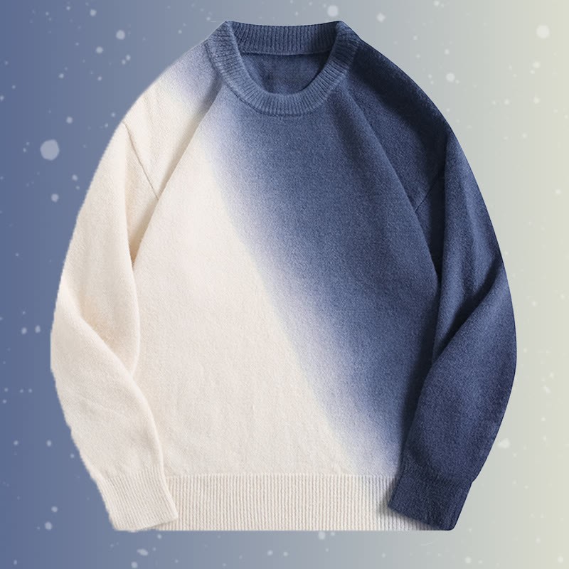 グラデーションニットセーター デニムパンツ ツーピース - Blue Sweater - 2XL - image 4