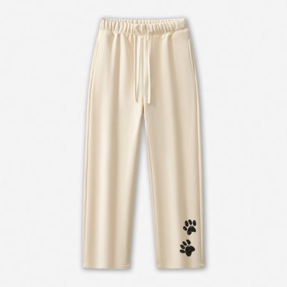 足跡プリントカジュアルパンツ - アプリコット - 5XL - image 4