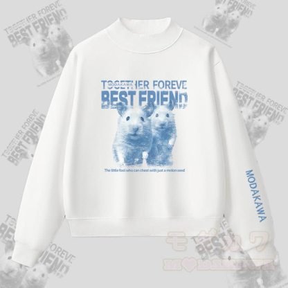 MODAKAWA BEST FRIEND ハムスターグラフィック 裏起毛スウェットシャツ - 白 - L - image 3