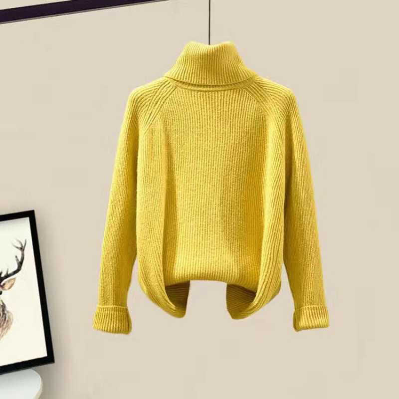 フリースフード付きコート、タートルネックセーター、カジュアルパンツのマッチングコーデ - Yellow Sweater - 2XL - image 10