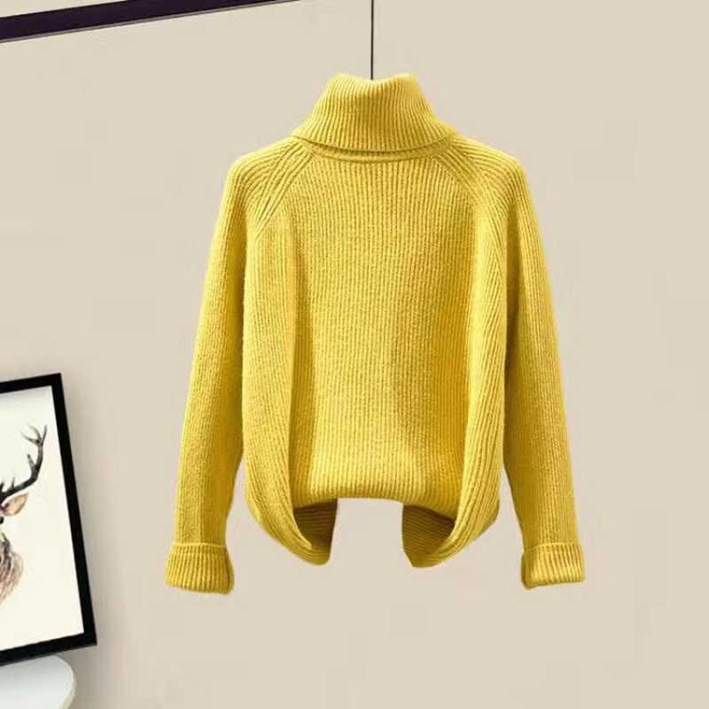 フリースフード付きコート、タートルネックセーター、カジュアルパンツのマッチングコーデ - Yellow Sweater - 2XL - image 10