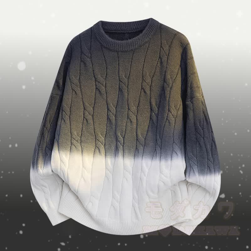 グラデーションニットセーターポケットパンツツーピース - グレーのセーター - 3XL - image 8