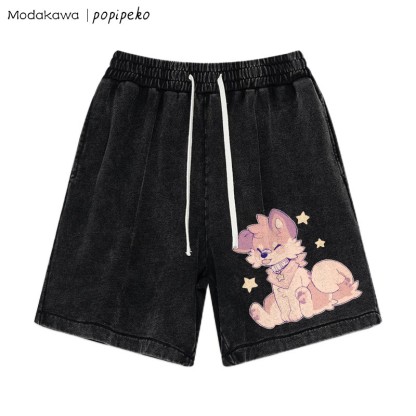 MODAKAWA × popipeko パピープリント ヴィンテージウォッシュドショートパンツ - Black - 3XL - image 1