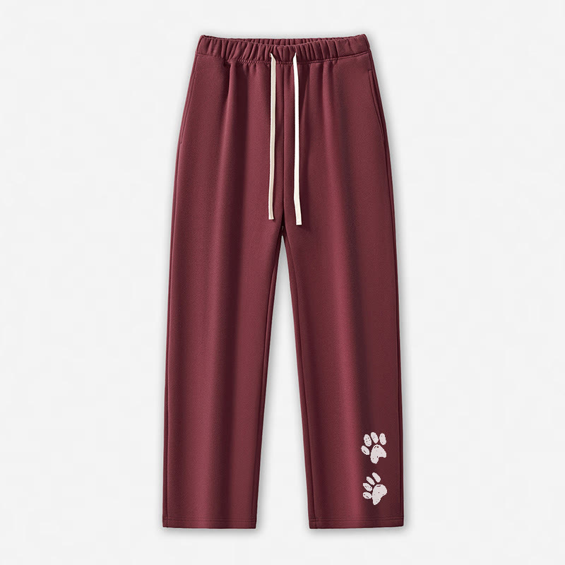 足跡プリントカジュアルパンツ - ダークレッド - 5XL - image 6