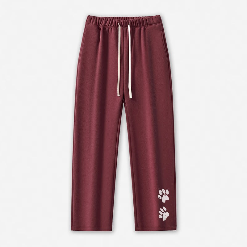 足跡プリントカジュアルパンツ - ダークレッド - 5XL - image 6