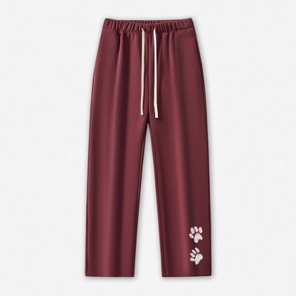 足跡プリントカジュアルパンツ - ダークレッド - 5XL - image 6