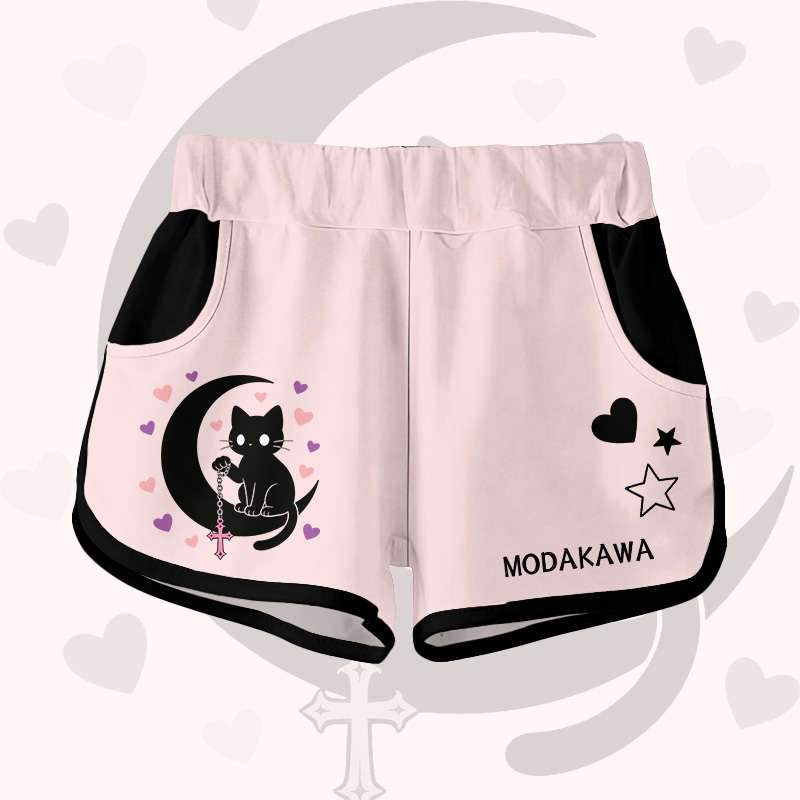 占星術 黒猫 グラフィックModakawaショーツ - Pink A - 5XL - image 3