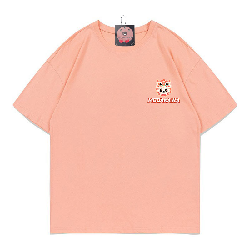 LION DANCEパンダプリント100%綿ModakawaTシャツ - image 6