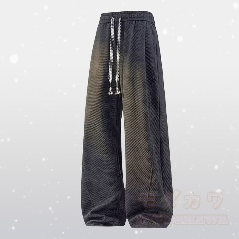 グラデーションニット リップドセーター フリース裏地パンツ ツーピース - 黒のパンツ - 4XL - image 10
