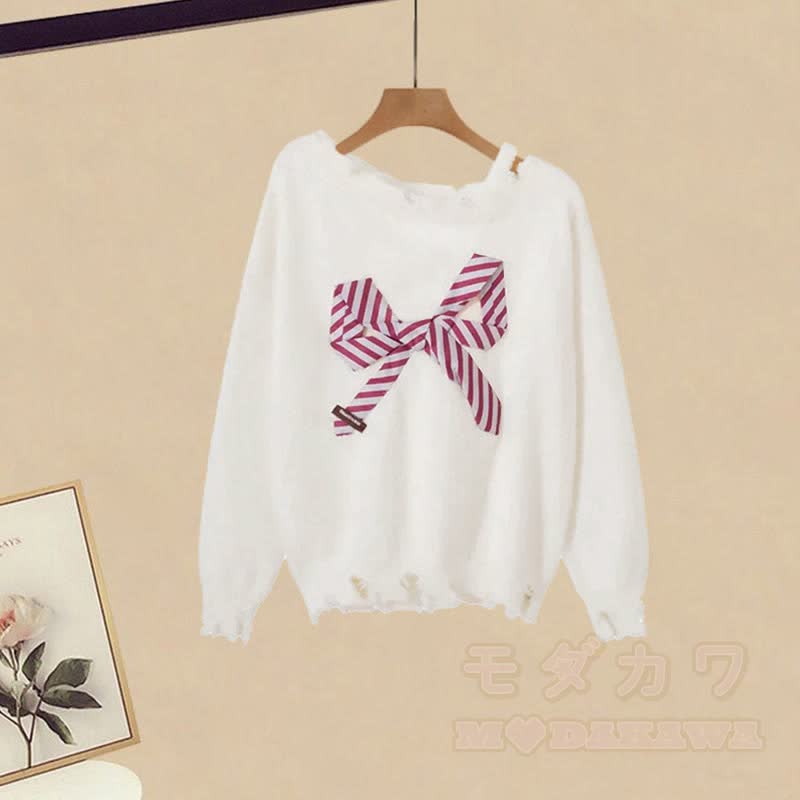 カラーブロックニットセーター ワイドレッグパンツ 2ピースセット - image 6