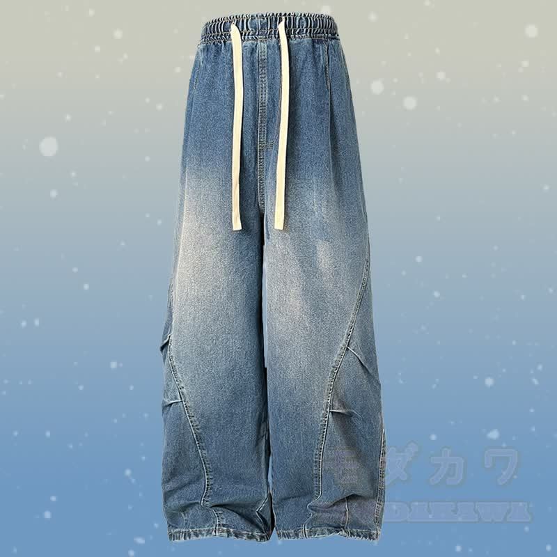 グラデーションファジーニットセーターデニムパンツツーピース - 青いパンツ - 2XL - image 10