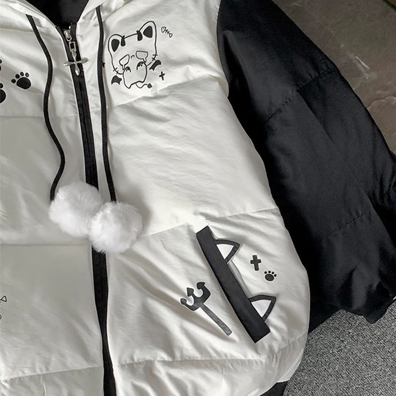 猫耳フード付きパファージャケット - image 5