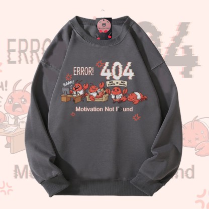 ERROR 404 MOTIVATION NOT FOUND面白いザリガニのグラフィックModakawaスウェットシャツ - Grey - 5XL - image 6
