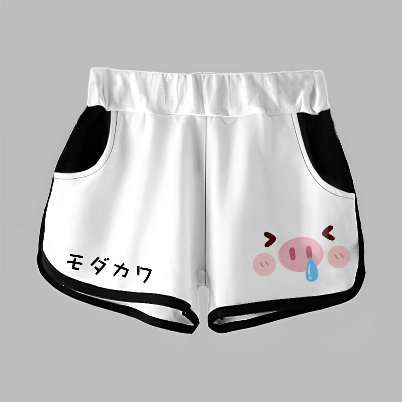グラデーションスノッティピッググラフィックMODAKAWAショーツ - White - 5XL - image 5