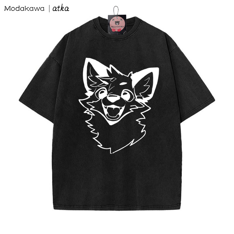 MODAKAWA × atka Fox プリント ヴィンテージウォッシュTシャツ - Black - 5XL - image 3