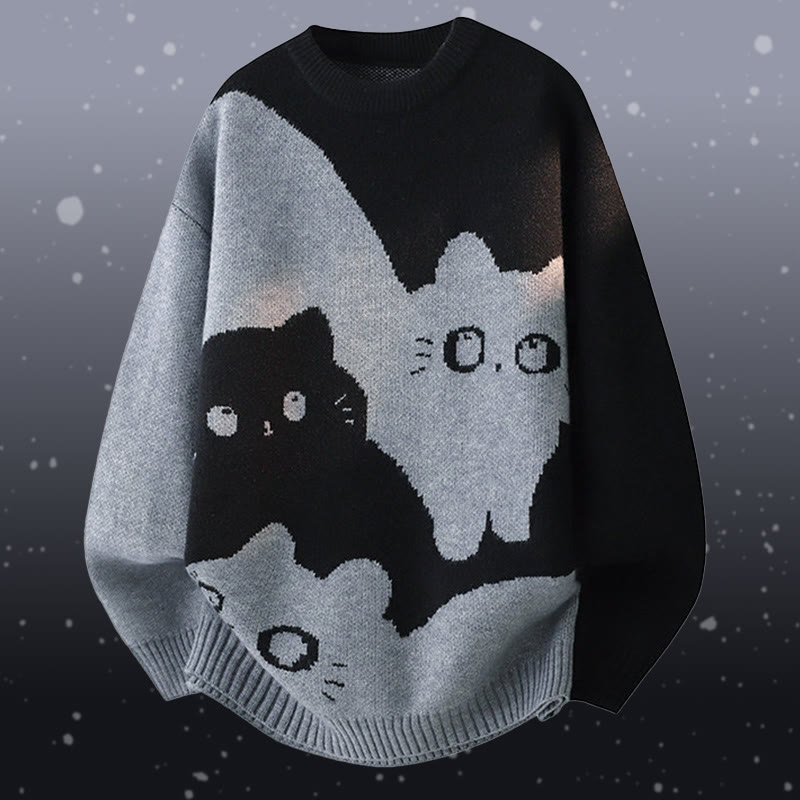 キティニットセーターフラワーカーゴパンツツーピース - Black Sweater - 2XL - image 7