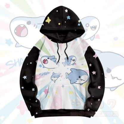 MODAKAWA おもしろサメグラフィック オールオーバープリント プルオーバーパーカー - image 3