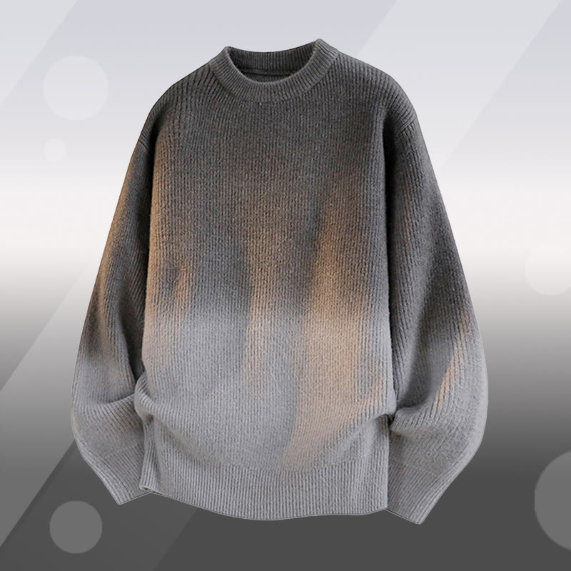 グラデーションニットセーター チェック柄 フリース裏地パンツ ツーピース - Grey Sweater - 2XL - image 6