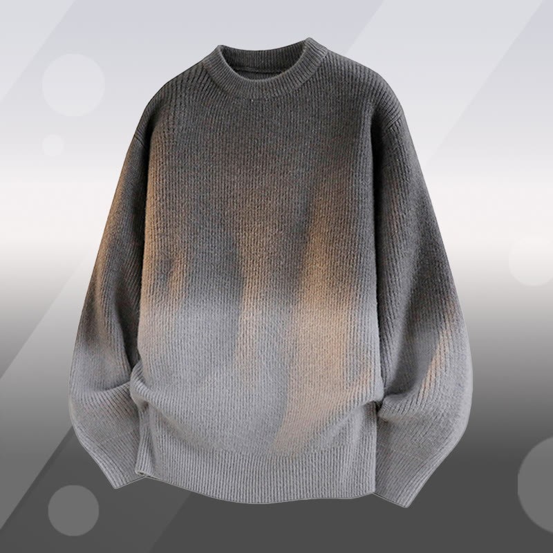グラデーションニットセーター チェック柄 フリース裏地パンツ ツーピース - Grey Sweater - 2XL - image 6