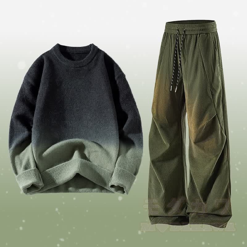 グラデーションニットセーター コーデュロイパンツ ツーピース - セットG - 3XL - image 7