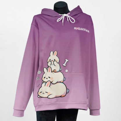 MODAKAWA グラデーション プレイフル バニー グラフィック プルオーバー パーカー - Purple - 5XL - image 3