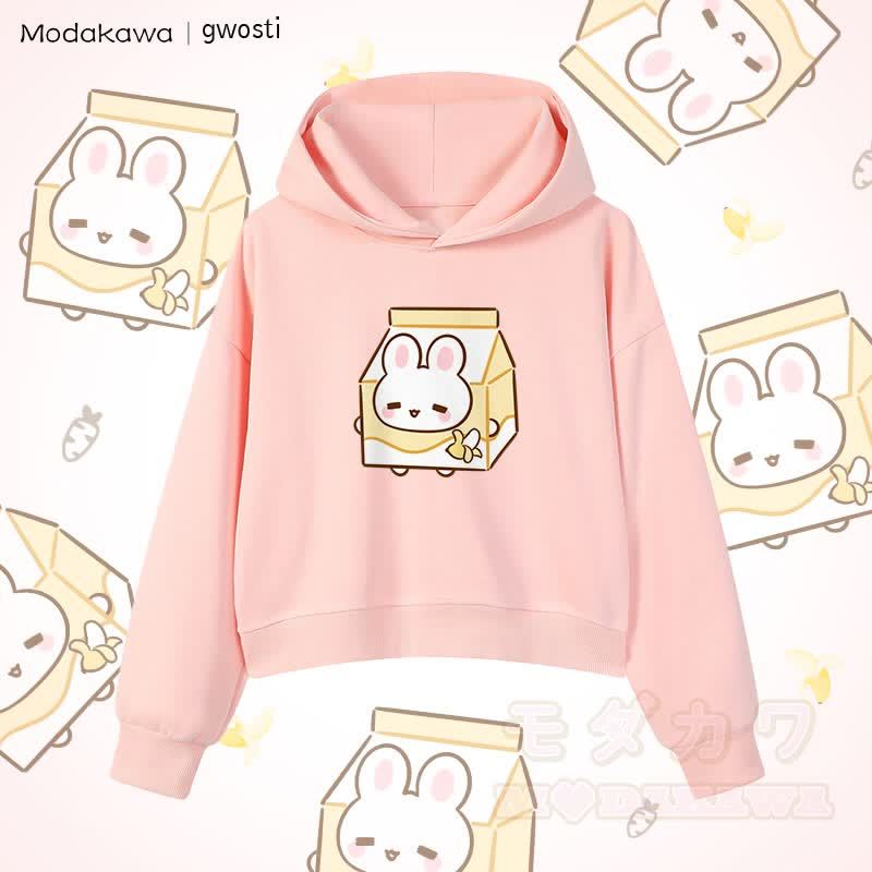 MODAKAWA X gwosti ブナナミルク グラフィック クロップド綿パーカー - ピンク - 3XL - image 3