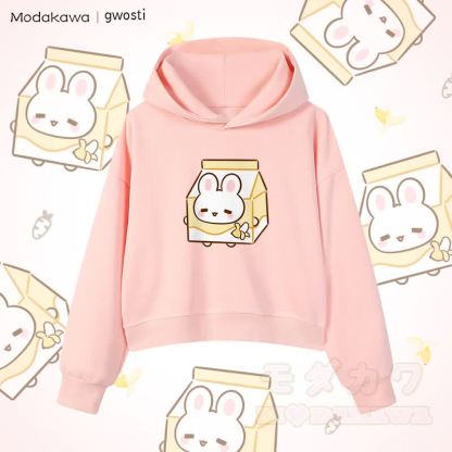 MODAKAWA X gwosti ブナナミルク グラフィック クロップド綿パーカー - ピンク - 3XL - image 3