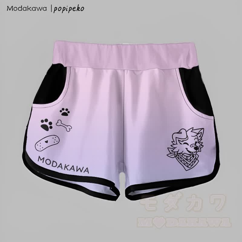 MODAKAWA × popipeko グラデーションスマイルパピーグラフィックショートパンツ - 紫 - 5XL - image 4